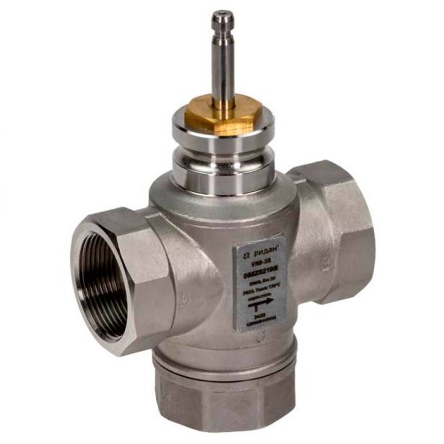 Клапан регулирующий РИДАН VRB-3R PN25 DN20 KVS6.3 Tmax130, 3-х ход., седельный, внутр.рез.,нер.ст.