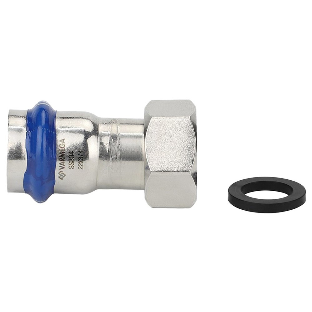 Муфта VARMEGA раструбная Inox Press с накидной гайкой 15x1/2"