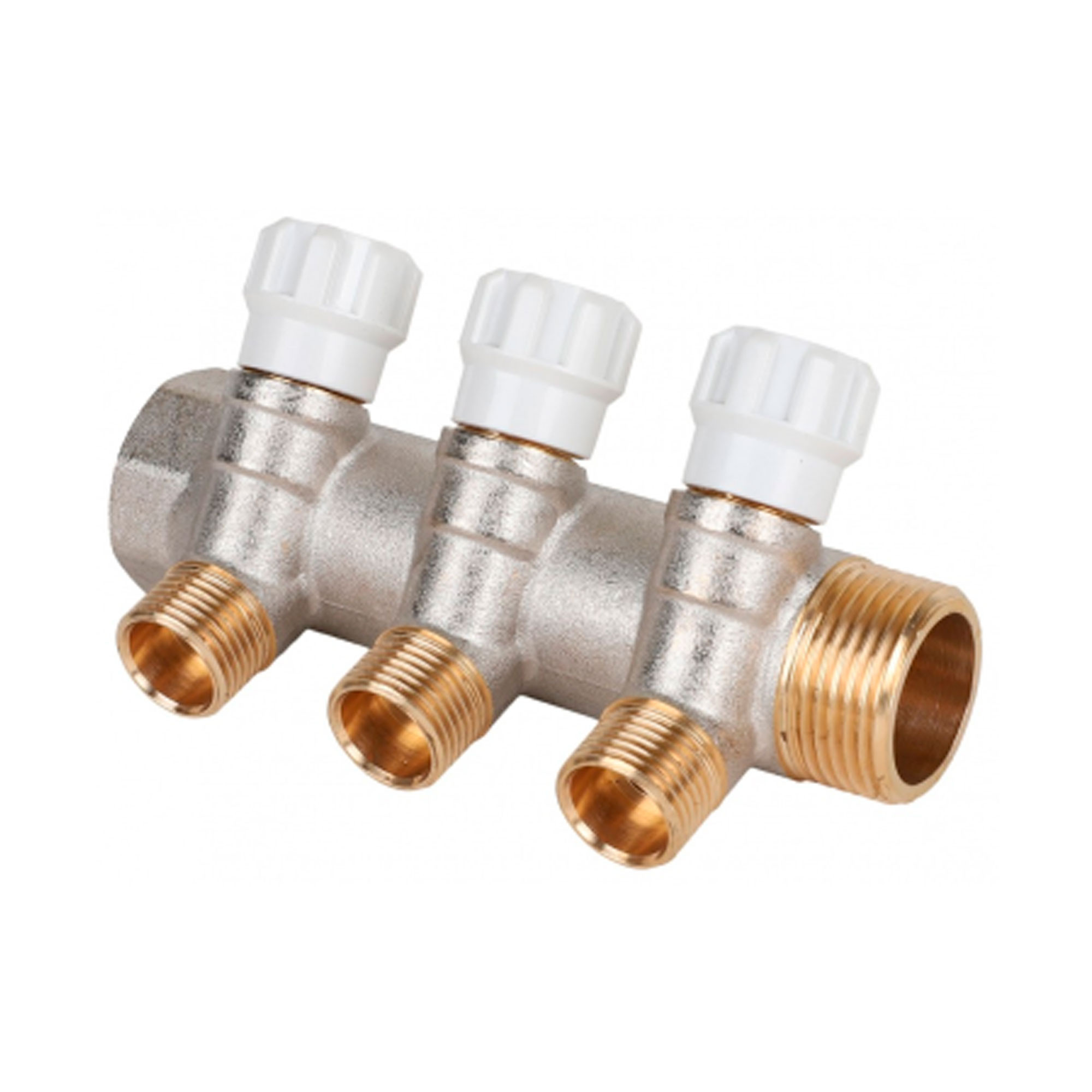 Коллектор латунный с регулирующими вентилями MVI 1"x1/2" 3 вых.