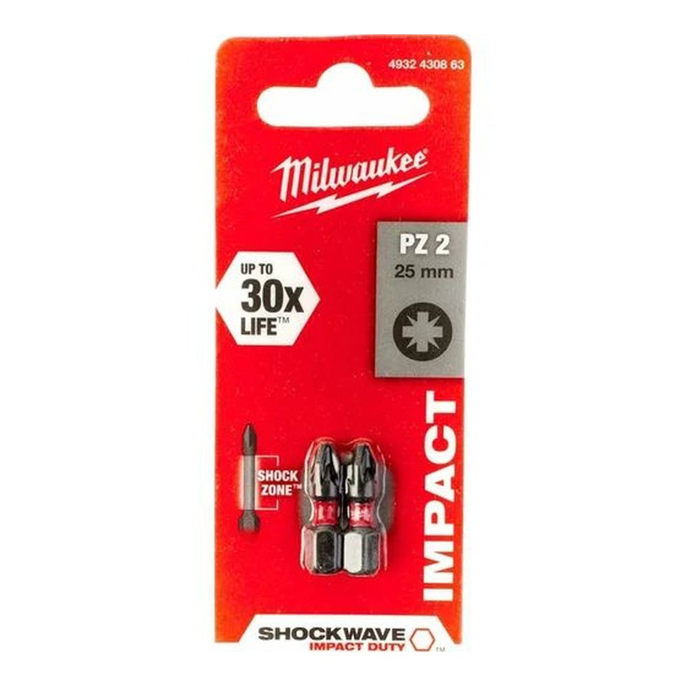 Насадка Milwaukee SHOCKWAVE PZ2 25мм (упак_2) 4932430863