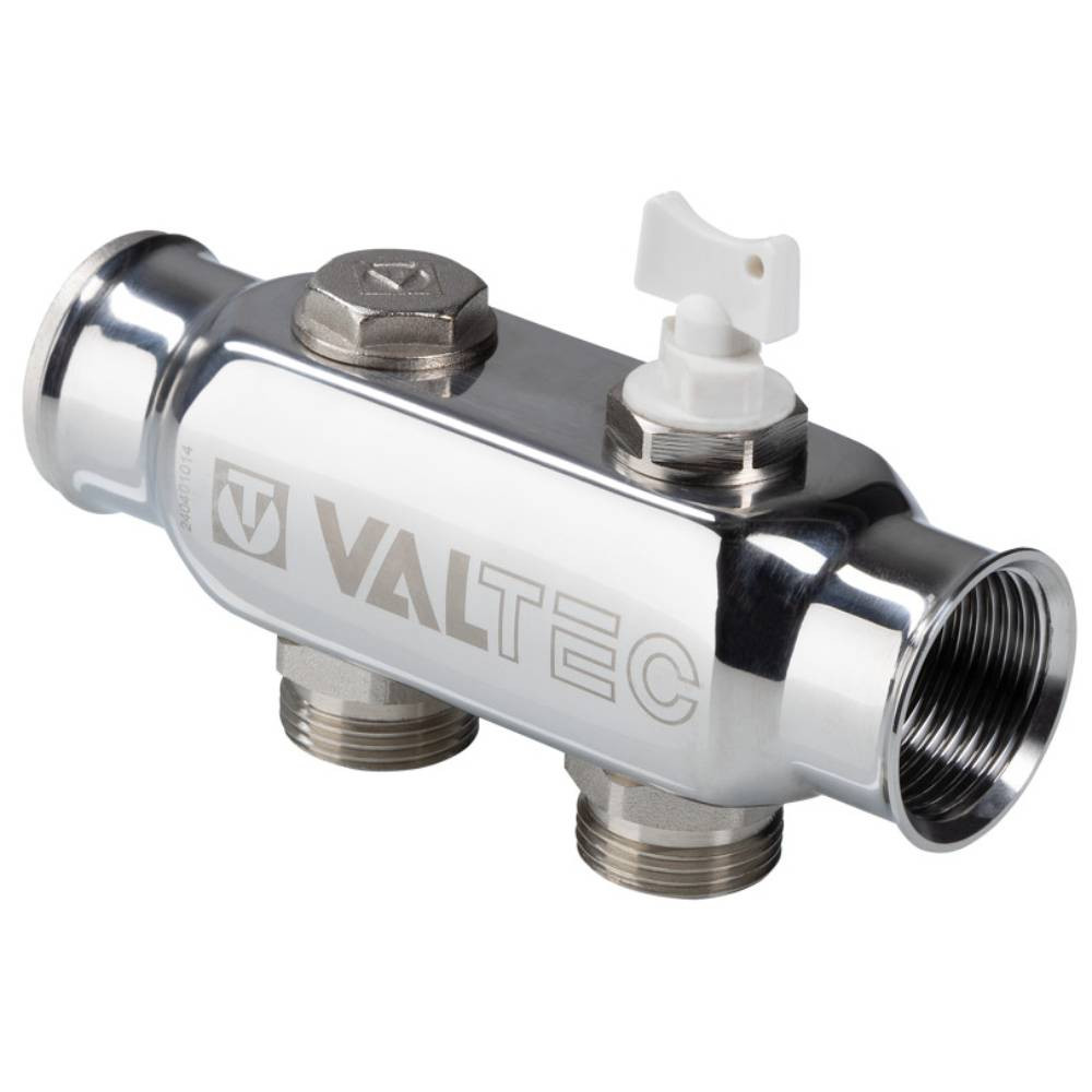 Коллектор VALTEC VTc.505.SS.060504 из нерж. стали с м-о расст. вых. 50 мм 1"х3/4" 4 вых. евроконус