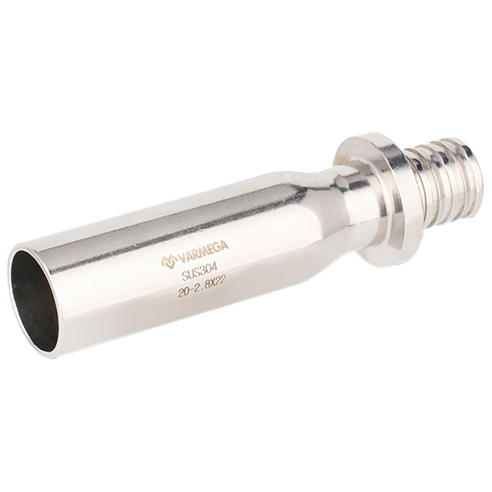 Переходник нержавеющий VARMEGA безраструбный PEX-INOX Inox Press 20-2.8x22