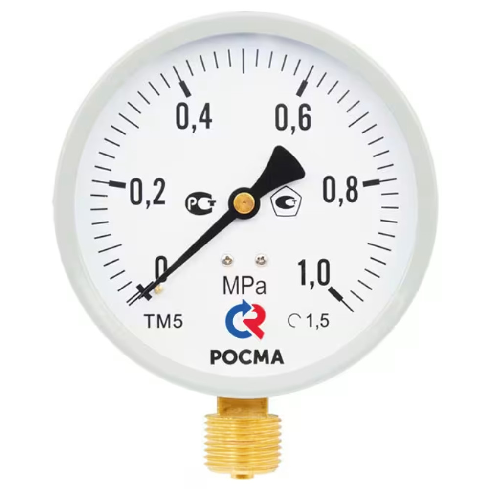Манометр Росма ТМ-510Р.00 М2 (0-1,6 МПа) G1/2" 1.5 (снизу) корпус 100 мм 00000006818