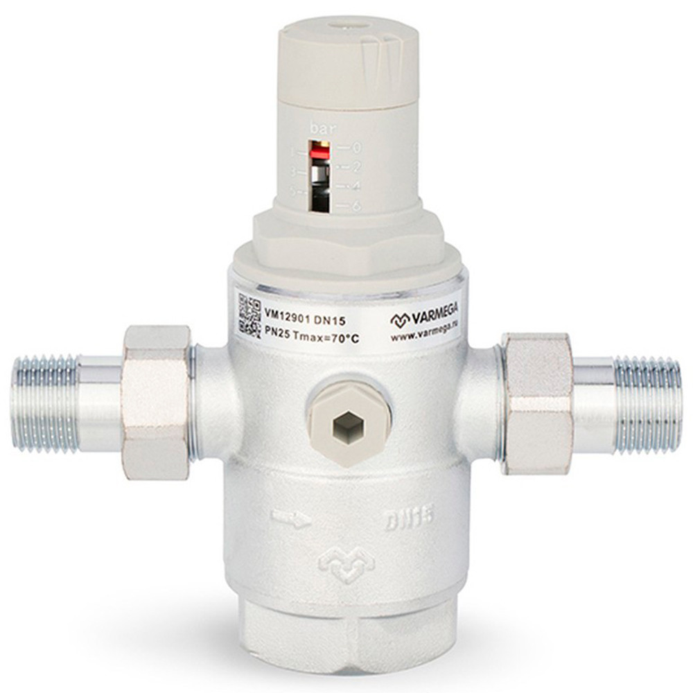 Редуктор давления VARMEGA 1/2", PN25, мембранный, с разъемными соединениями, VM12901
