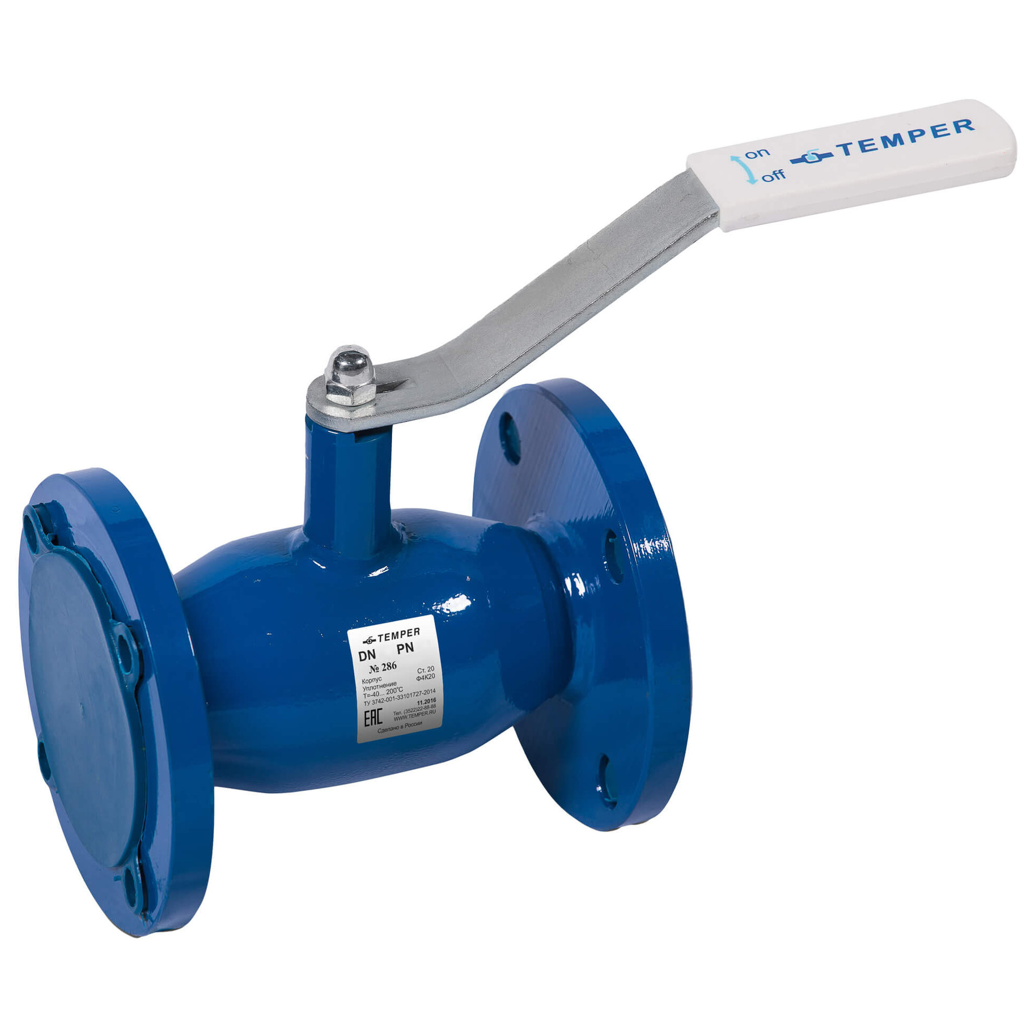 Кран шаровый TEMPER DN65 PN16 с/проходной фланцевый под задвижку, 28620065