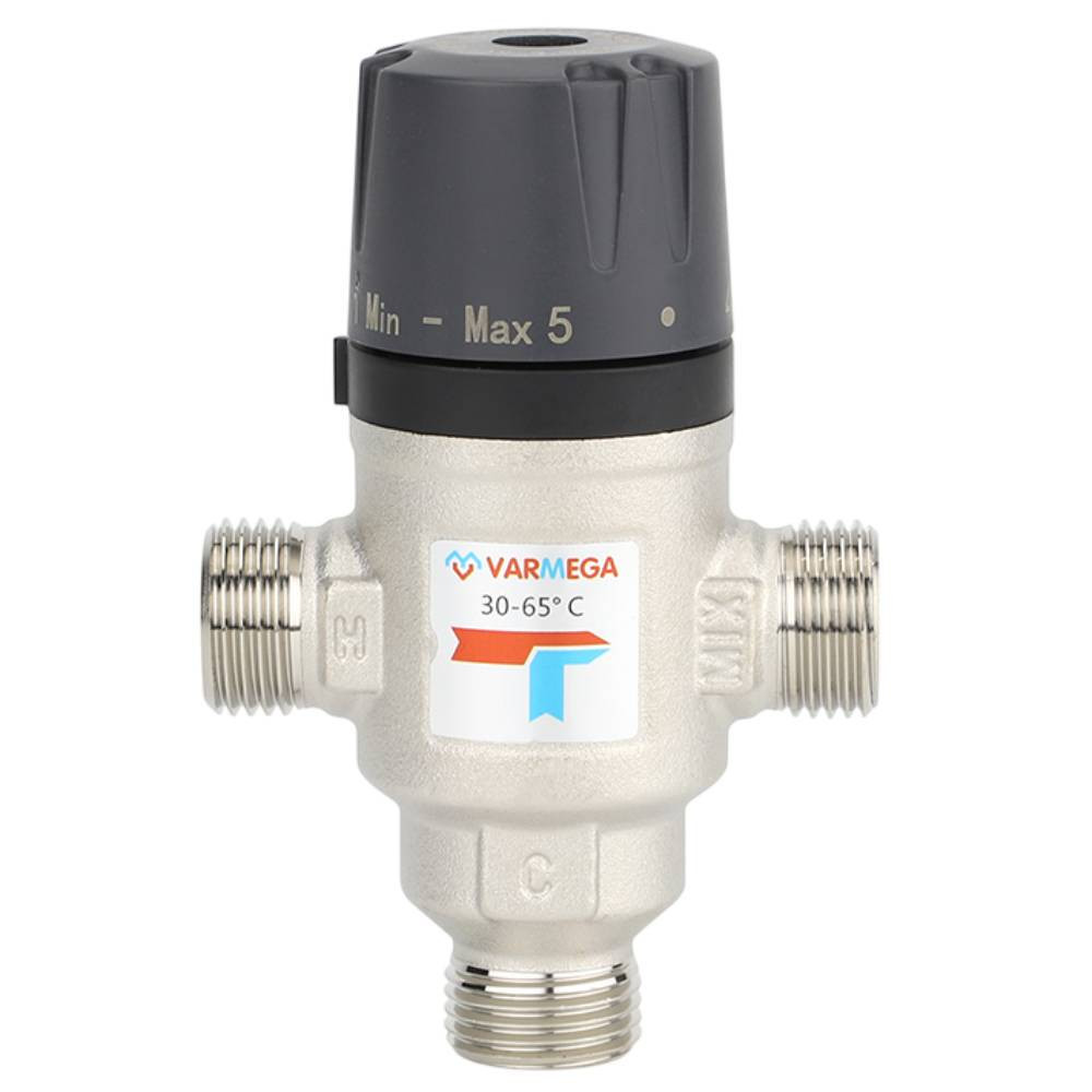 Клапан термосмесительный VARMEGA НР 1", 30-65гр.С, Kvs 2.5, боковое смешение, VM17403