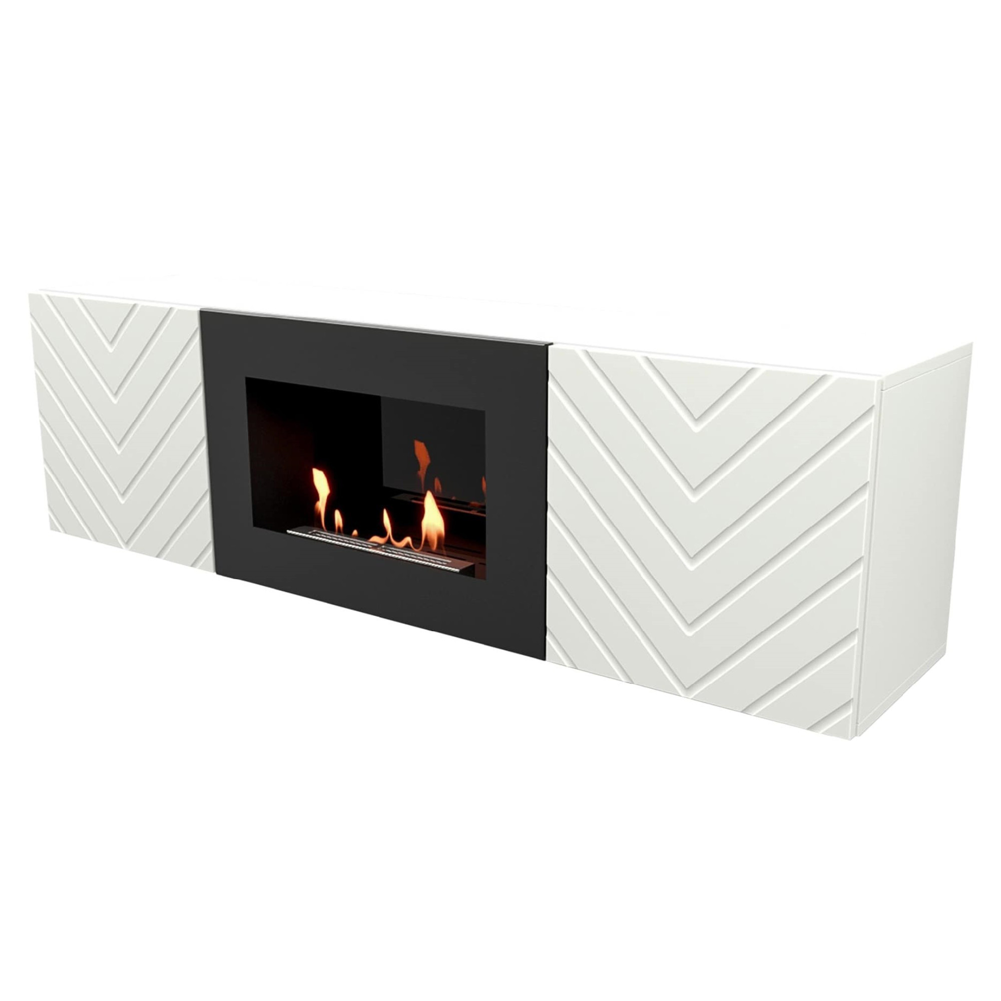 Тумба с биокамином Firelight BFP/P-1400V белая