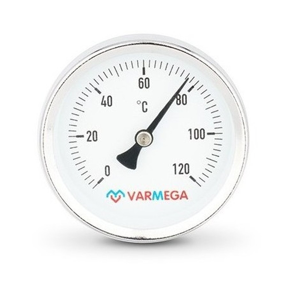 Термометр VARMEGA биметаллич. с погр. гильзой 63 мм, 120гр.С, штуц.50 мм, 1/2", VMMT01-635004