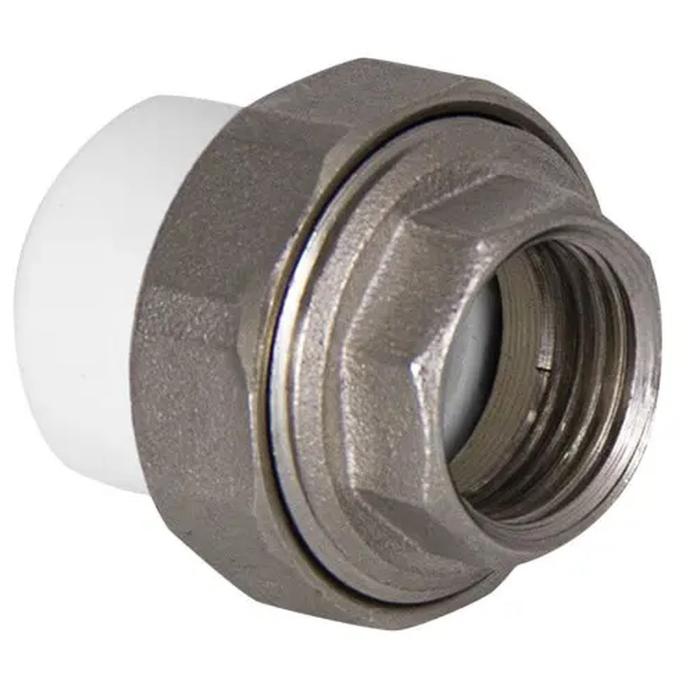 Муфта комбинированная ППРовая разъемная PPRC ВР 20х1/2" НГ (мет. штуцер) TEBO ВР, белая (уп. 10