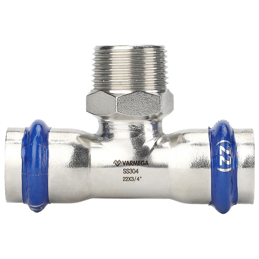 Тройник VARMEGA раструбный Inox Press НР 22x1/2"x22