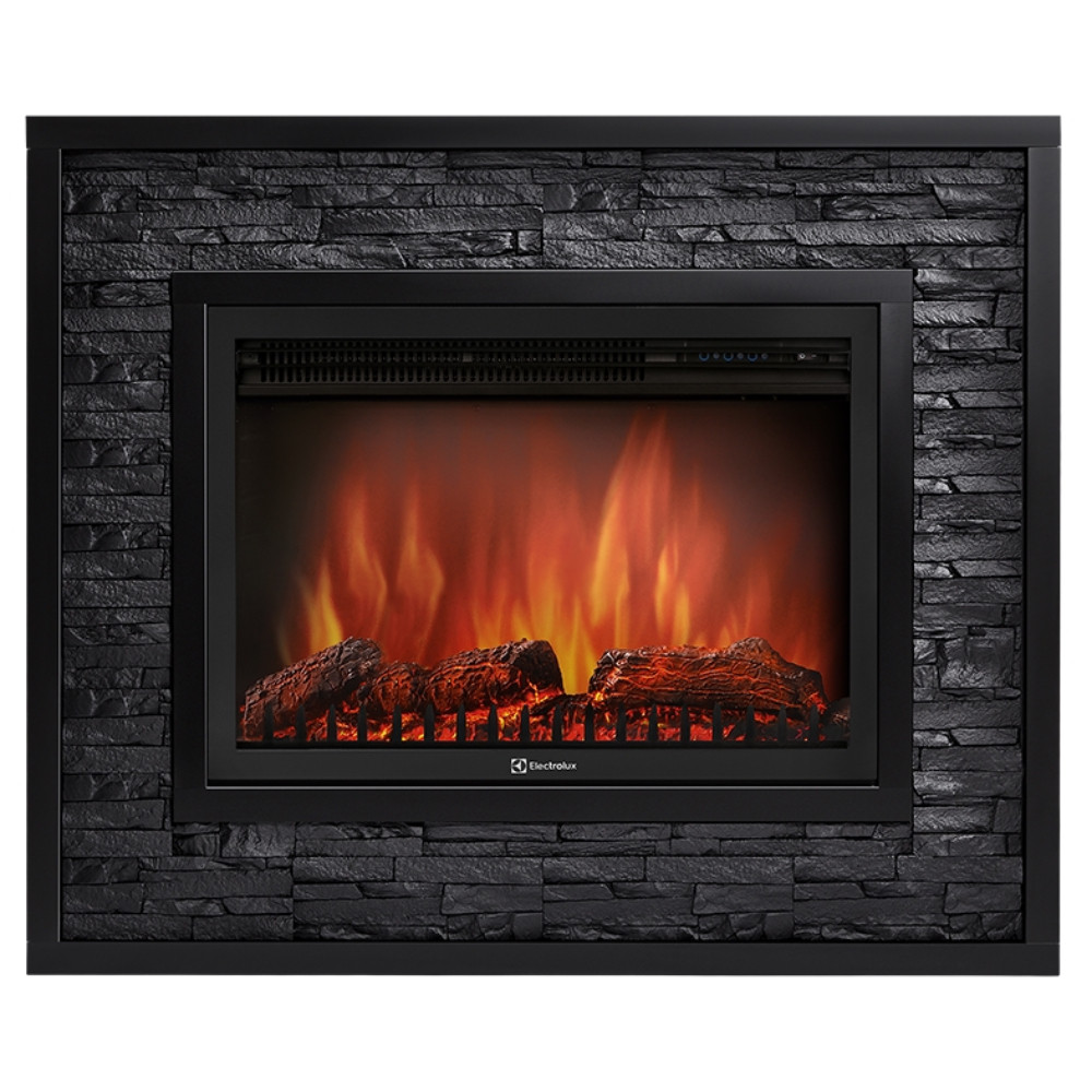 Каминокомплект: Очаг Electrolux EFP/P-3020LS, портал Loft 30 камень черный, черная эмаль