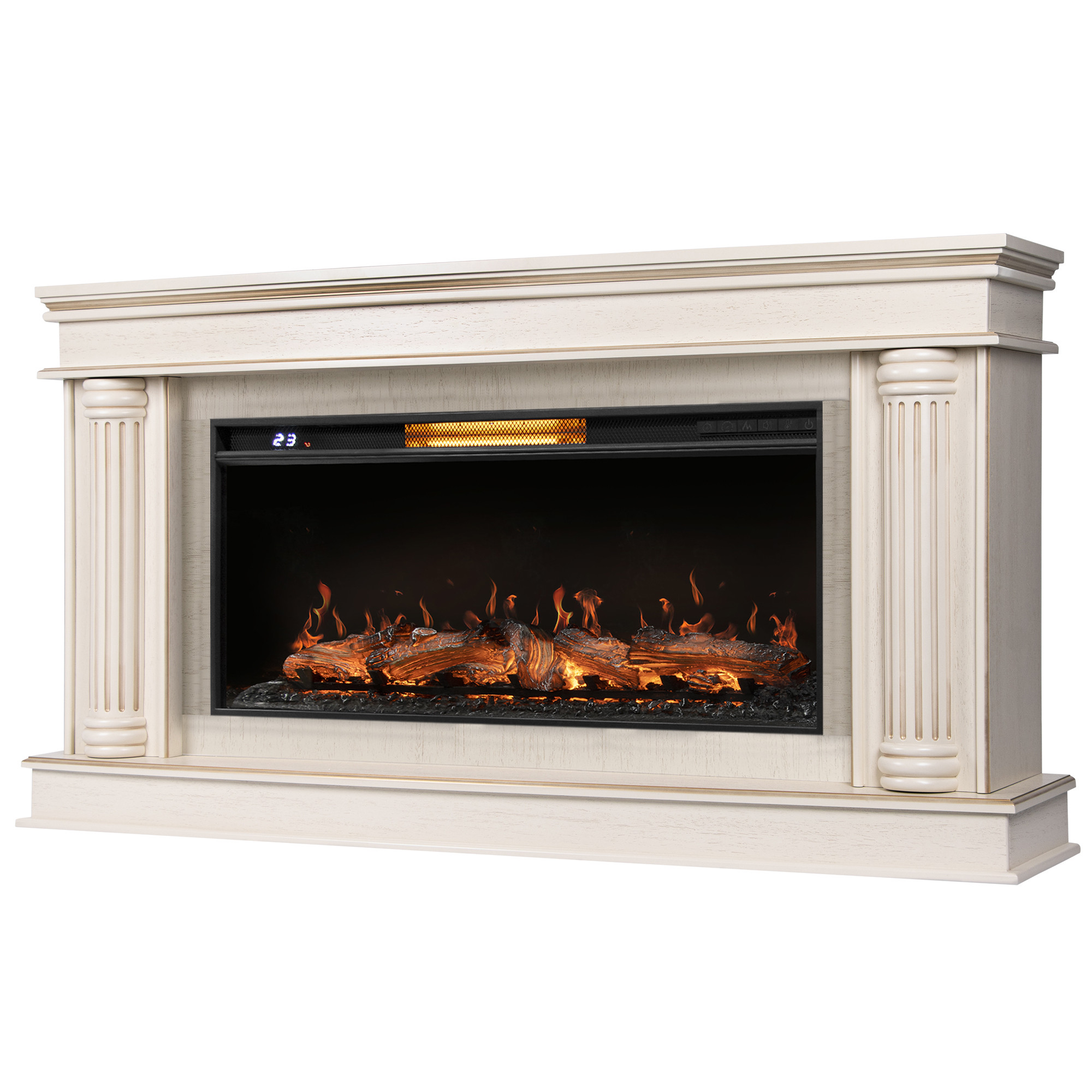 Каминокомплект: Очаг Royal Thermo Aurora RTFP/P-AR40LS, портал Olympia 42/40/36, сл. кость с зол. па