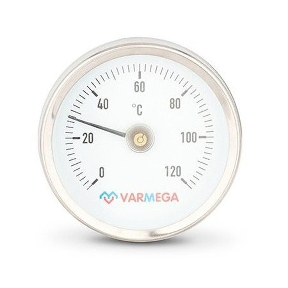 Термометр VARMEGA биметаллич. накладной 63 мм, 120гр.С, с пружиной, VMMT05-635000