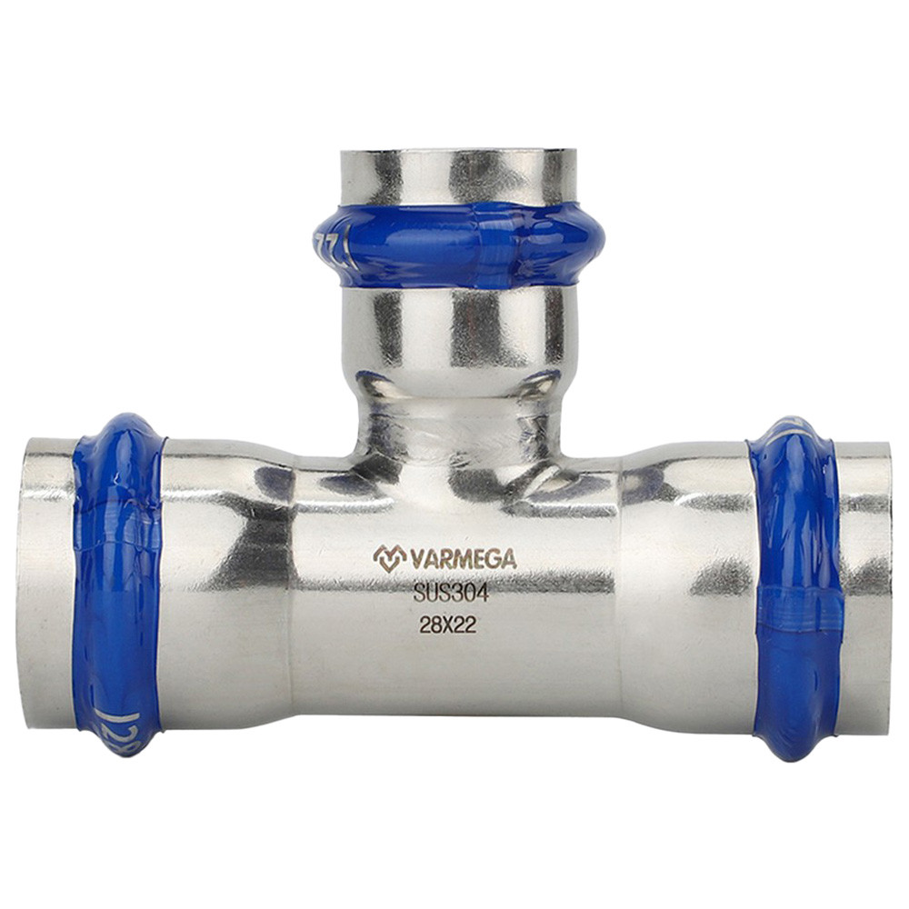 Тройник VARMEGA раструбный Inox Press переходной 22x18x22